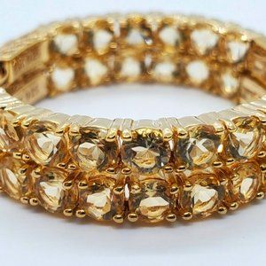 GOLDEN CITRINE, 18K YELLOW GOLD OVER STERLING HOOP EARRINGS